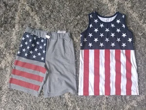 Boys Childrens Place Flag 2pc Lot Tank Nwot Size XL Shorts New Size Xxl - Picture 1 of 3