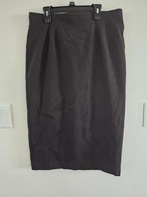 Eileen Fisher Pencil Skirt Black Size Med Viscose/Nylon 28.5" Long Back Slit - Image 1 of 4