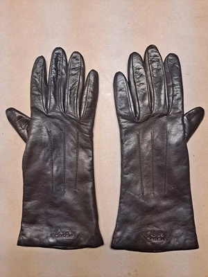 Guantes Coach de cuero marrón para mujer talla 7 forro de cachemir  Foto 1 de 4