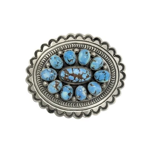 Freddie Maloney, Hebilla, Golden Hills Turquesa, Plata de Ley, Navajo, 2 3/4" - Imagen 1 de 2