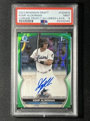 2023 Bowman Draft KEMP ALDERMAN Auto Green Lava /99 PSA Mint 9!!!🔥🔥📈📈 - Image 1 of 2