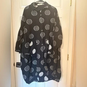 Cheyenne art to wear linen dress size s/m oversized button lagomorph - Picture 1 of 6