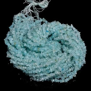 Piedras preciosas de aguamarina natural forma elegante cuentas sin cortar 6X5 8X6 mm hilo 34" UCG237 - Imagen 1 de 2