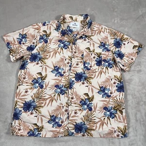 Camicia 28 Palme Uomo XL Extra Large Beige Floreale Hawaiana Bottoni Vestibilità Standard - Foto 1 di 9