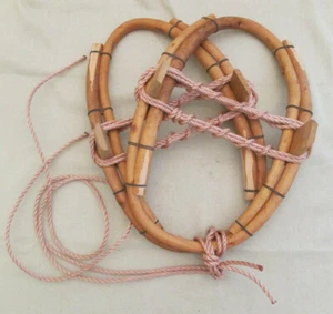 Japanese Kanjiki Handmade Traditional Wood and Rope Snowshoes - Rope Straps - Picture 1 of 7