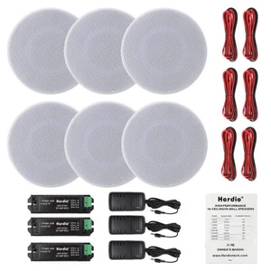 Herdio 6x 4" 480W Flush Mount Bluetooth Ceiling Speakers Kitchen Restaurant Home - Picture 1 of 11