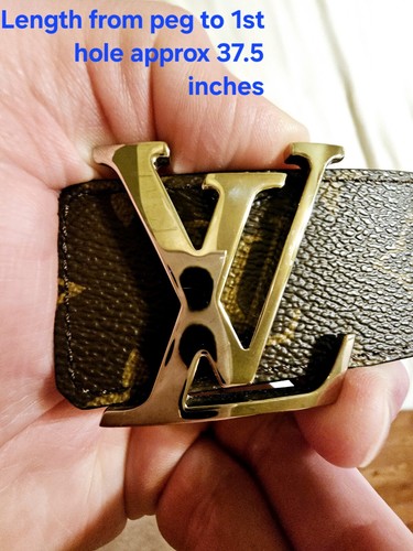 LOUIS VUITTON（LV） Cintura Louis Vuitton marrone logo LV monogramma tono argento fibbia fatta a mano