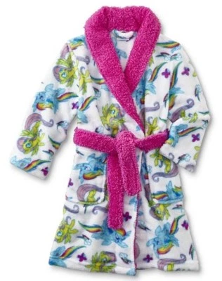 My Little PONY Bath Robe Girl's 4 NEW Plush Pink Trim Bathrobe Rainbow Dash NWT - Image 1 of 4
