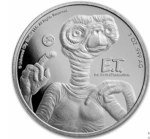 2022 E.T. Extra Terrestrial 999 Silver 1 oz Coin $2 Niue BU Alien - Picture 1 of 2
