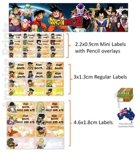 Dragon Ball Vinyl Personalised Name Label Sticker school book pencil texta boy - Picture 1 of 4