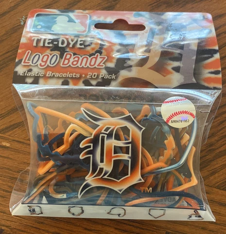 Detroit Tigers Tie-Dye Logo Bands Elastic Bracelets 20 Pack MLB Baseball Cover