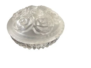 Clear Glass Lidded Bowl Dish 4” W, 3” T Incl Lid Frosted & Clear Trinket Box NEW - Picture 1 of 8