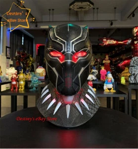 1:1 Eyes Light Black Panther Wearable Helmet Cosplay Props Full Face Mask Base - Picture 1 of 15