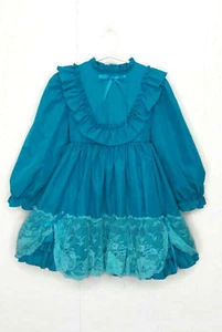 Vestido Martha's Miniatures We're Fussy De Colección Años 80 Azul Teal Talla 8/10 Manga Abullonada Encaje - Imagen 1 de 10