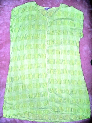 NWOT FLAX Lime Green Sleeveless Dress  Pucker Fabric  1G  PLUS - Image 1 of 4