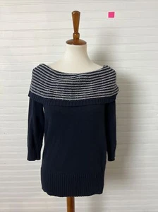 Ann Taylor Loft Womens sz S Sweater Blue Cowl Boat Neck 3/4 Sleeve - Picture 1 of 7