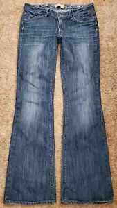 Paige HOLLYWOOD HILLS Bootcut Jeans Size 29 x 33 Low Rise Stretch Dark Y2K MINT - Picture 1 of 7