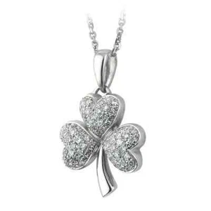 1Ct Round Cut Lab Created Diamond Clover Shape Pendant In 14K White Gold Plated - Picture 1 of 5