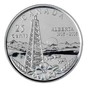 2005 CANADA 25 CENTS ALBERTA CENTENNIAL QUARTER BRILLIANT UNCIRCULATED COIN - Picture 1 of 2