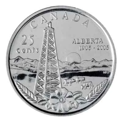 2005 CANADA 25 CENTS ALBERTA CENTENNIAL QUARTER BRILLIANT UNCIRCULATED COIN - Image 1 of 2