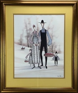 P Buckley Moss Golden Joy Print Framed Double Matted Signed #824/1000 (1985) - Picture 1 of 10