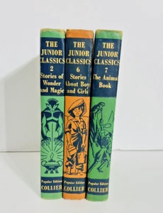 1957 Set of 3 The Junior Classics Hardback Books By Collier, Vol. 2, 6, and 7 - Foto 1 di 24