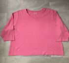 L.L.Bean Womens Top Pink Cotton T Shirt V-Neck 3/4 Sleeve Pullover Size 3XL