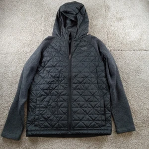 North Face Jacket Boys XL Black Quilted Puffer Fleece Sleeves Hoodie - Picture 1 of 8