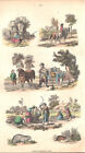  6 Szenen auf 1 Blatt: u.a.Kartoffelernte.Erntekränze Orig. Stahlstich v. 1865  