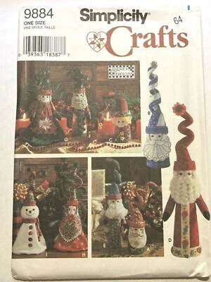 Simplicity Sewing Pattern 9884 Vintage Mr. Mrs. Santa Elf Snowman Decorations UC - Image 1 of 4