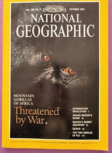 National Geographic Magazine October 1995 Mountain Gorillas Threatened by War - Imagen 1 de 8