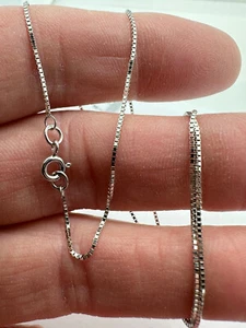 9 Karat Weißgold 1 mm Box venezianische Gliederkette 26 Zoll/65 cm Kette (W53V) - Bild 1 von 6