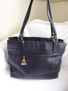 Borsa a tracolla o tote L.credi in pelle nera misura grande 14"w x 12"h - Foto 1 di 9