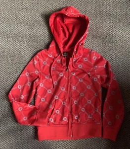 Akademiks Akdmks Red/Silver Full Zip 2 Pocket Hooded Hoodie Sweatshirt Unisex M - Picture 1 of 4