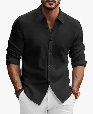 Camisa Paul Jones Negra Abotonada Manga Larga Talla 3XL Vestido Trabajo Informal Foto 1 de 4