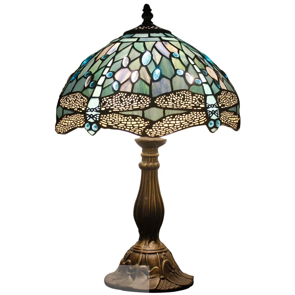 Table Lamp Bedside Tiffany Style Sea Blue S147 Series Mixcolor Stained Glass