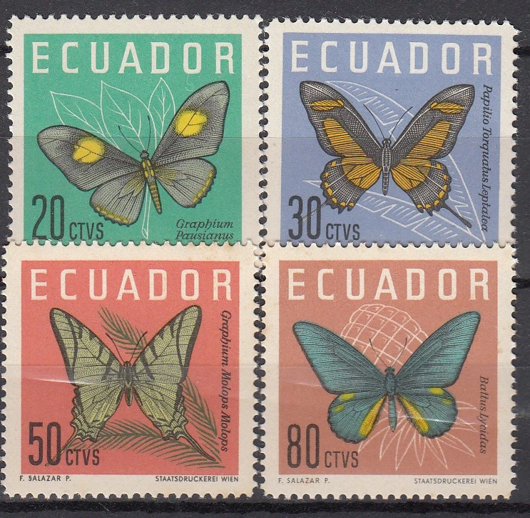 Ecuador Post 1964 Yvert 716/19 ** Mnh Fauna - Mariposas Foto 1 de 1