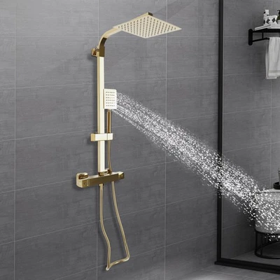 Gold Shower Set Shower System with Thermostatic 304 Stainless Steel Wall Mount Shower Faucet - Image 1 of 4