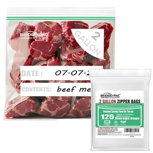 2 Gallon Large Food Storage Freezer Bags, 125 Count | Double Zipper, Freshnes... - Picture 1 of 7