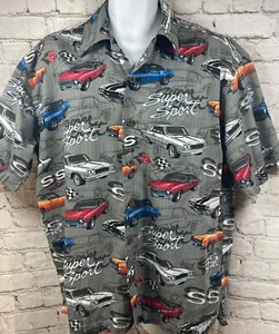 Vintage GM by David Carey Camp Shirt Sz L Chevy Classic Cars SS 454 Camaro Nova - Picture 1 of 11