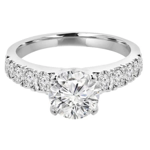 1,25 ct runder SI2 G Diamant Pave Verlobungsring 14 K Weißgold - Bild 1 von 3