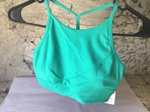 lululemon Flow Y Wrap Front High Neck Bra Size 6 Green - Picture 1 of 6