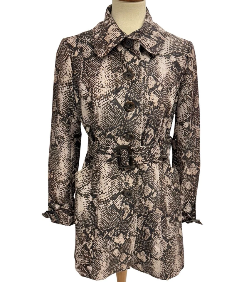 INC International Concept Mujer Gabardina Estampado Animal Cinturón Abrigo Talla S Foto 1 de 4