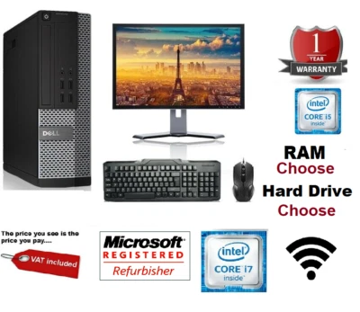 Dell Optiplex SFF Quad Core i5 i7 16GB RAM 2TB HDD SSD Windows 10 Desktop PC - Image 1 of 2