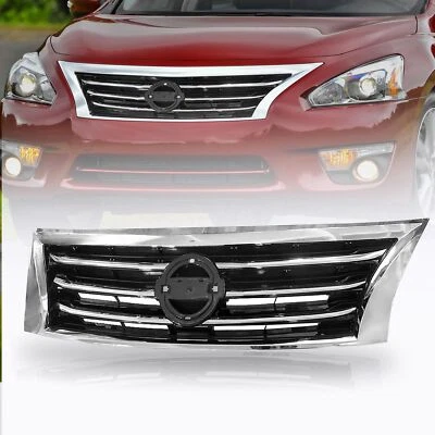 Rejilla delantera negra con moldura cromada para Nissan Altima 2013 2014 2015 Foto 1 de 4