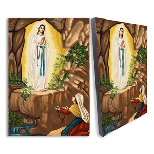 St. Bernadette and Our Lady of Lourdes Roman Catholic wood icon - Picture 1 of 6