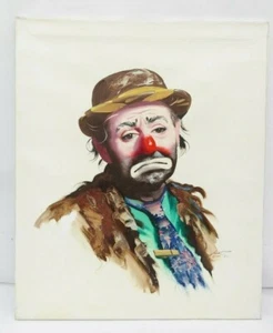 Clown Painting Rusty Rust EMMETT KELLY Oil Canvas 1980 1/250 24" x 20" Sad  - Picture 1 of 11