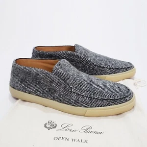 LORO PIANA OPEN WALK Wool Blend Tweed Herringbone Sneaker Loafer 43.5-44 10.5-11 - Picture 1 of 11