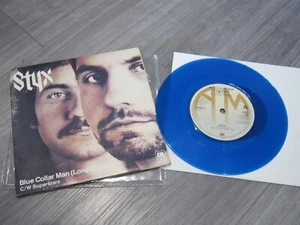 7" ltd edition Blue disc, Styx ,Blue collar man (long nights ) ,super stars,1978 - Picture 1 of 3