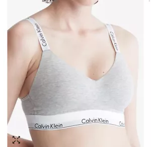 Calvin Klein Modern Cotton Crossback Unlined Bralette Gray Underwear QF5980-020 - Picture 1 of 8